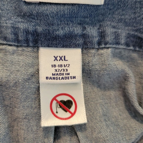 MagnaClick Shirt Mens XXL Blue Denim Long Sleeve Adaptive Magnetic Button Down - Picture 8 of 9